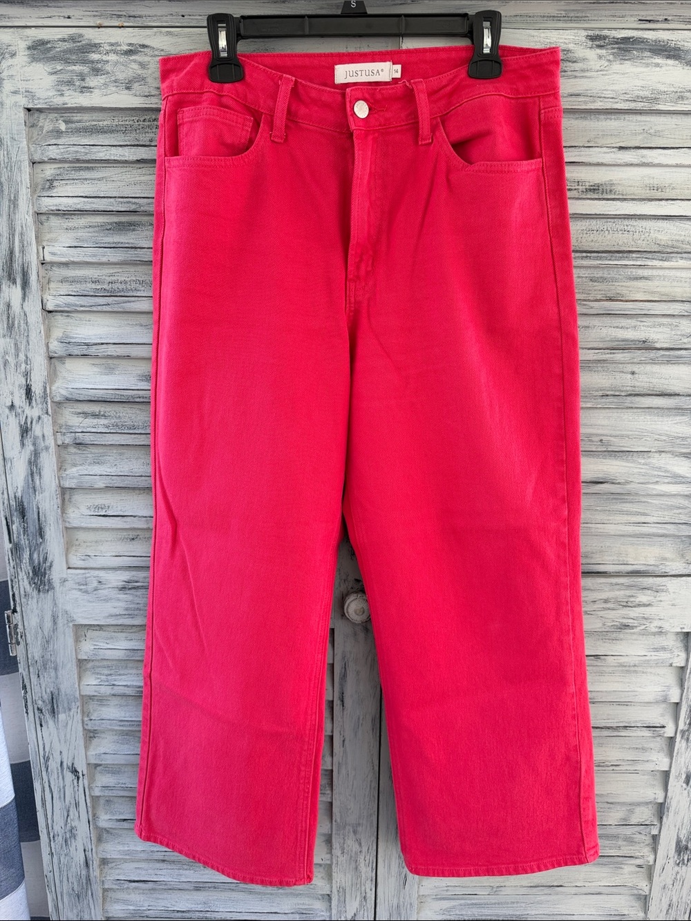 Just USA Womens Wide Leg High Waisted pink jeans size 14